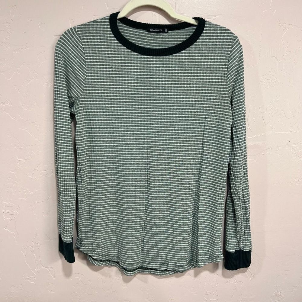 Green striped long sleeve tee